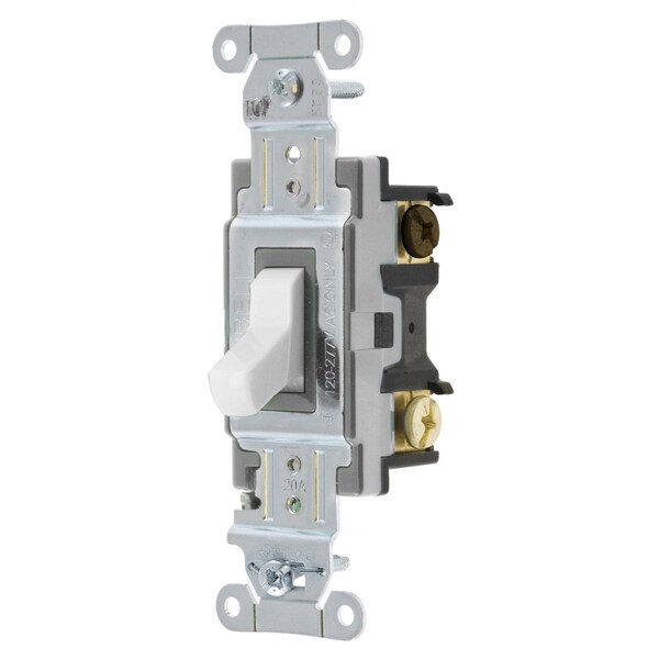 Bryant Toggle Switch, General Purpose AC, Four Way, 20A 120/277V AC, Back and Side Wired, White CSB420BW - main